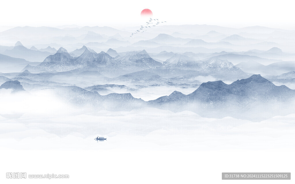 简约大气新中式山水画