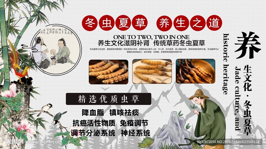 冬虫夏草背景墙