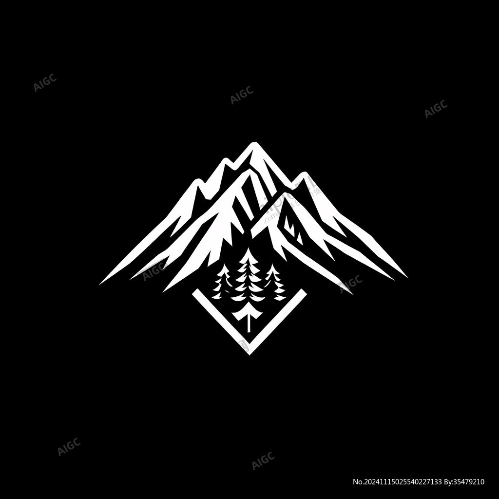 手绘山峰标志