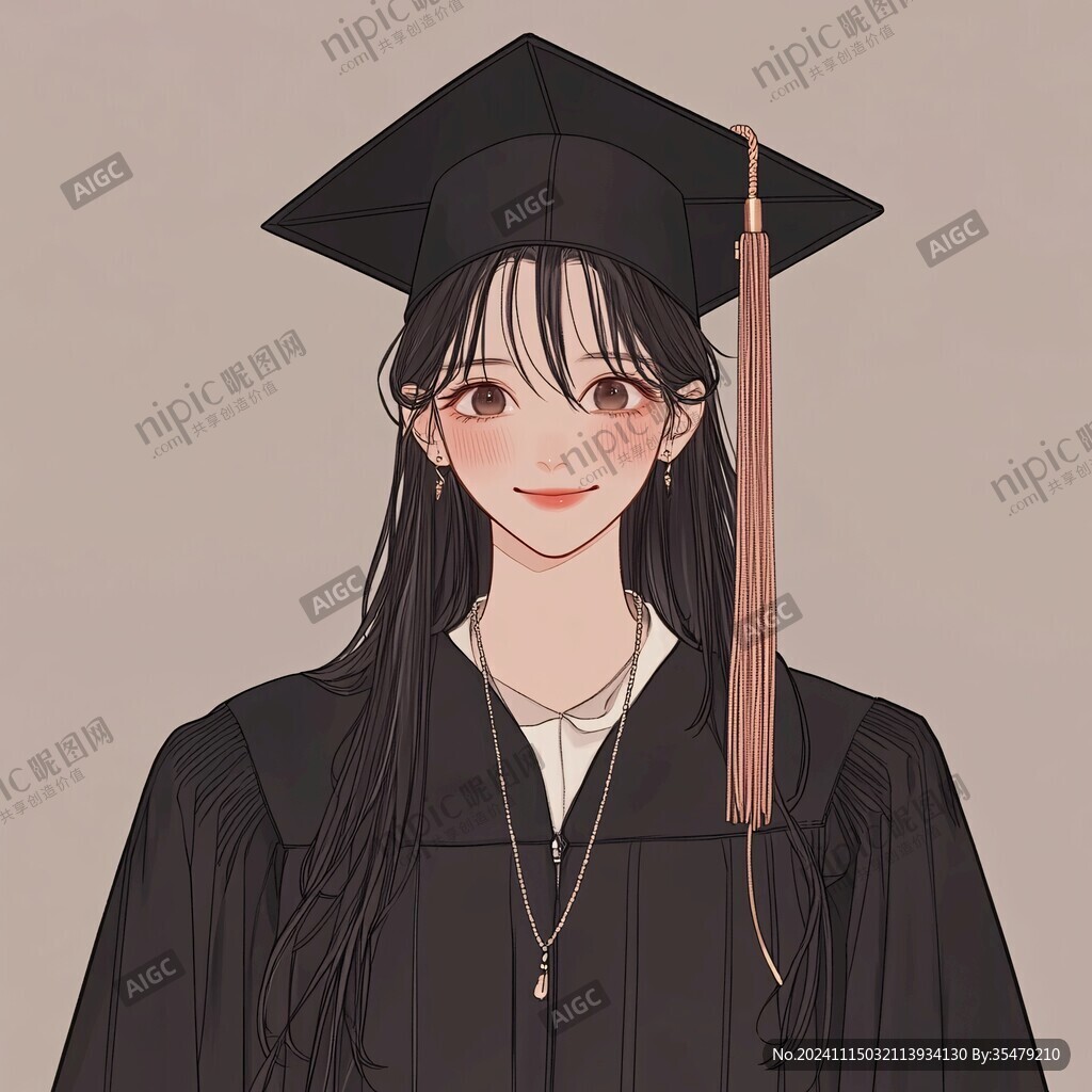 毕业生女博士插画