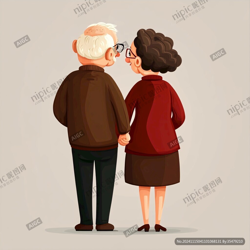 恩爱老夫妻背影