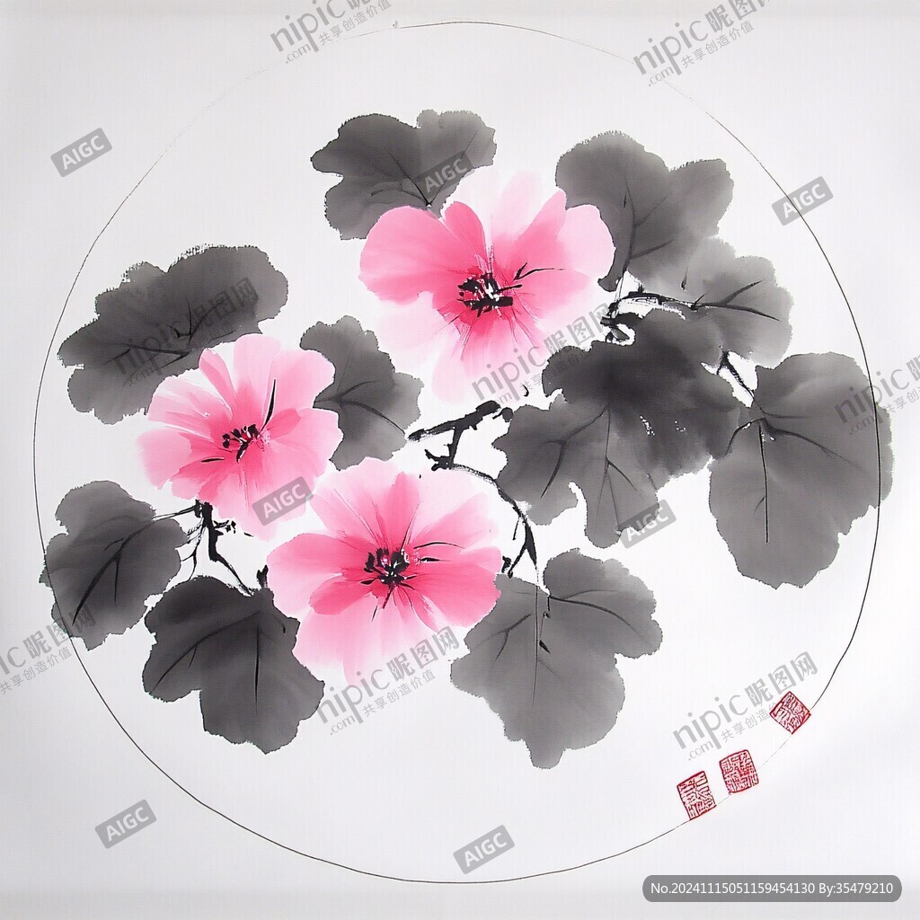 水墨锦葵
