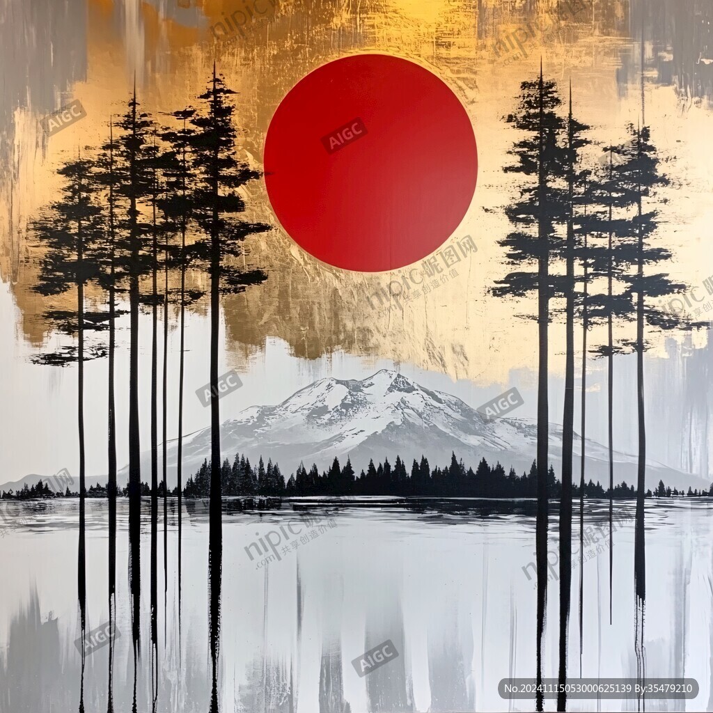 立体壁画夕阳