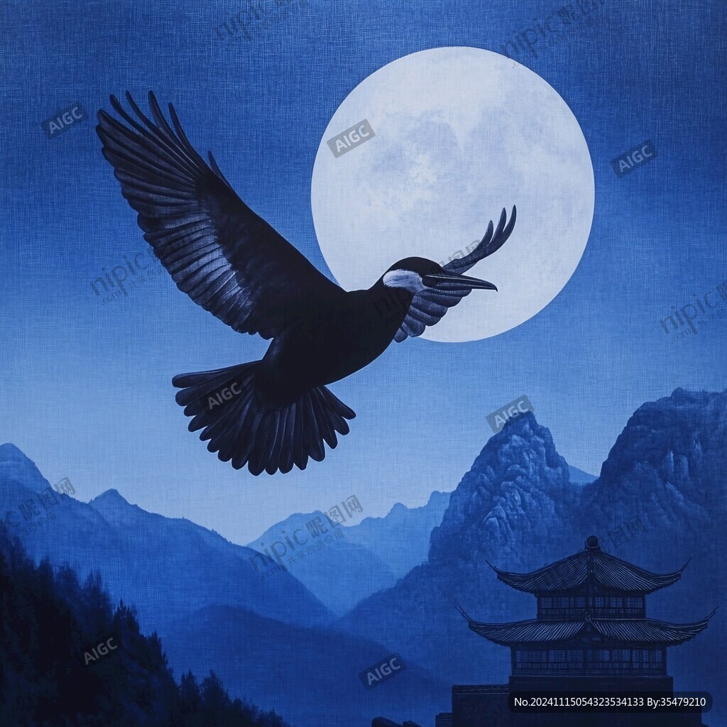 月夜飞鸟