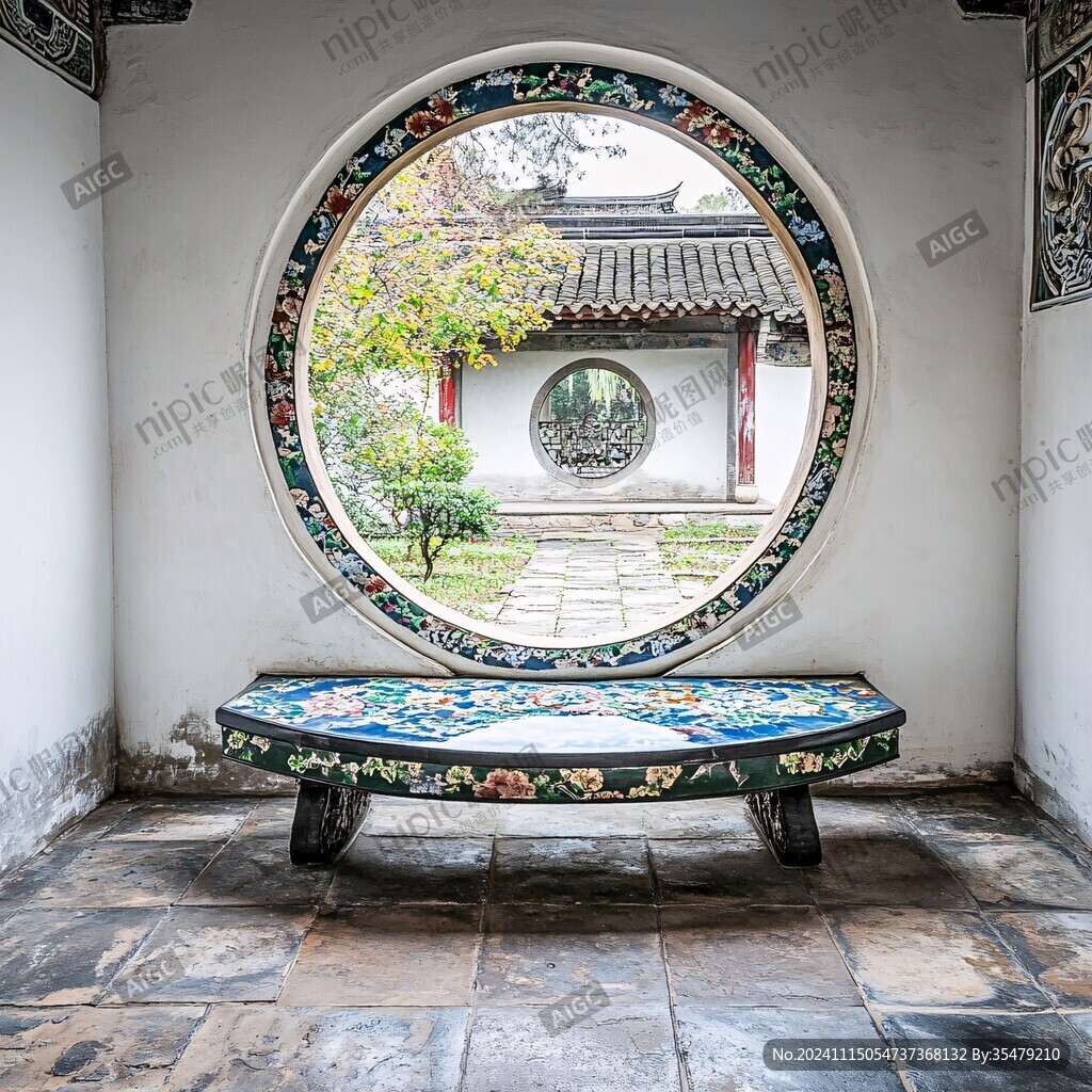 中式园林圆形门洞