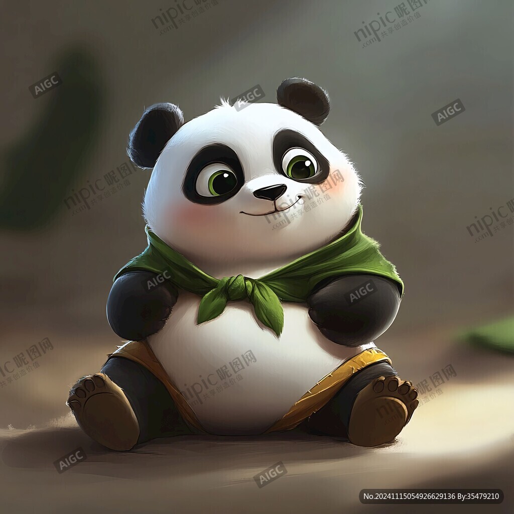 竹子熊猫ip形象插画