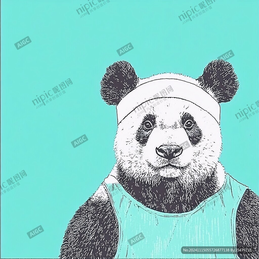 手绘插画熊猫