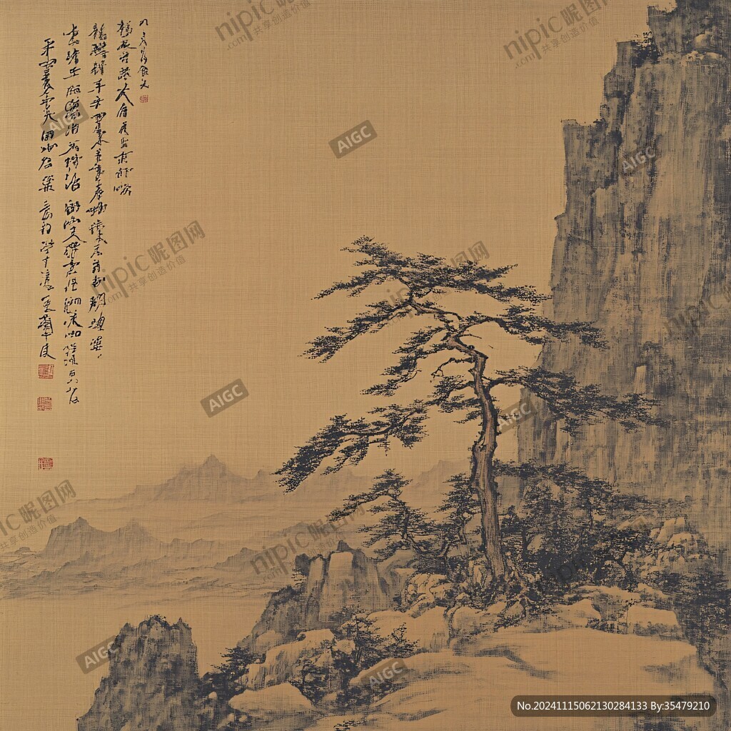 工笔山水奇松