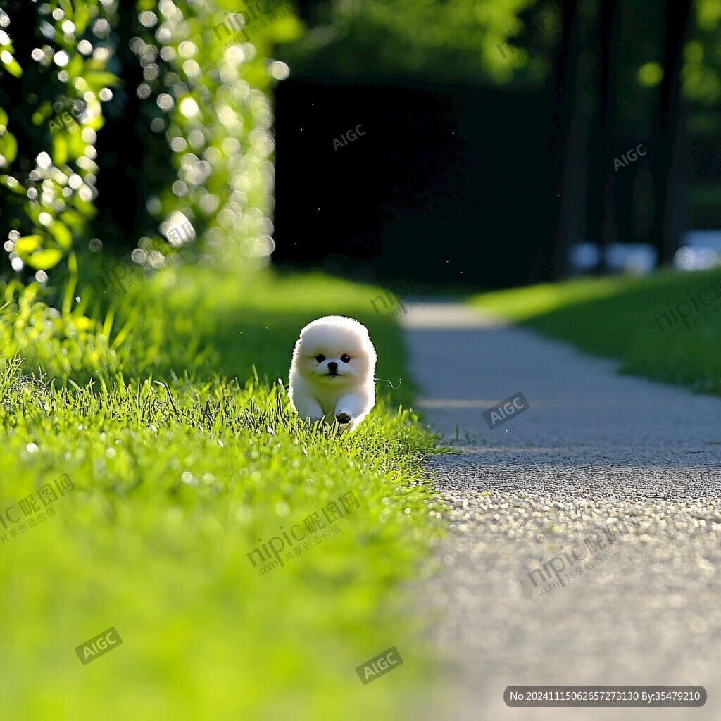 春天里的小比熊犬