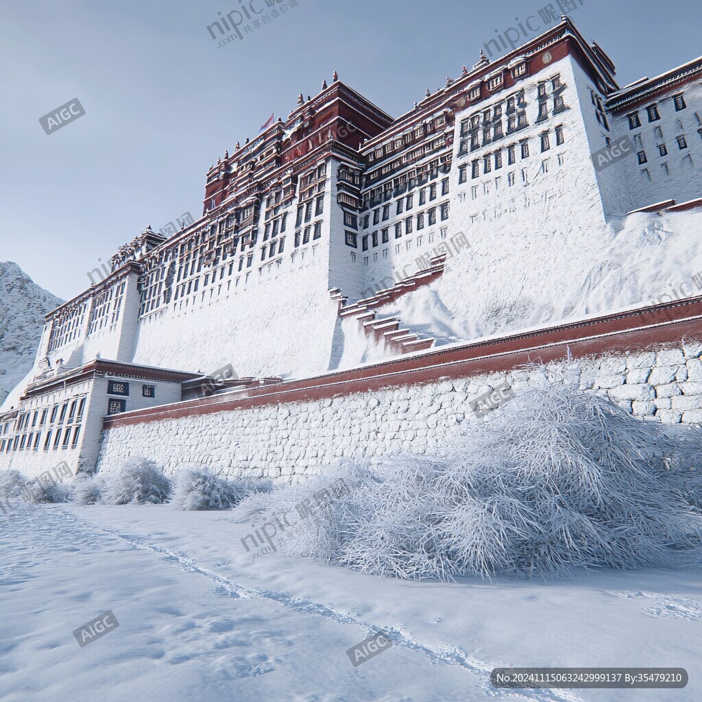 布达拉宫雪景