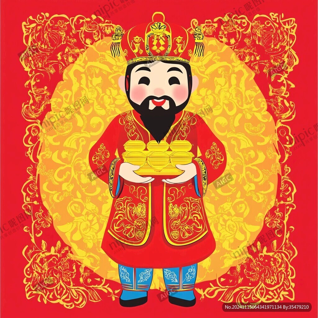 恭喜发财卡通财神爷