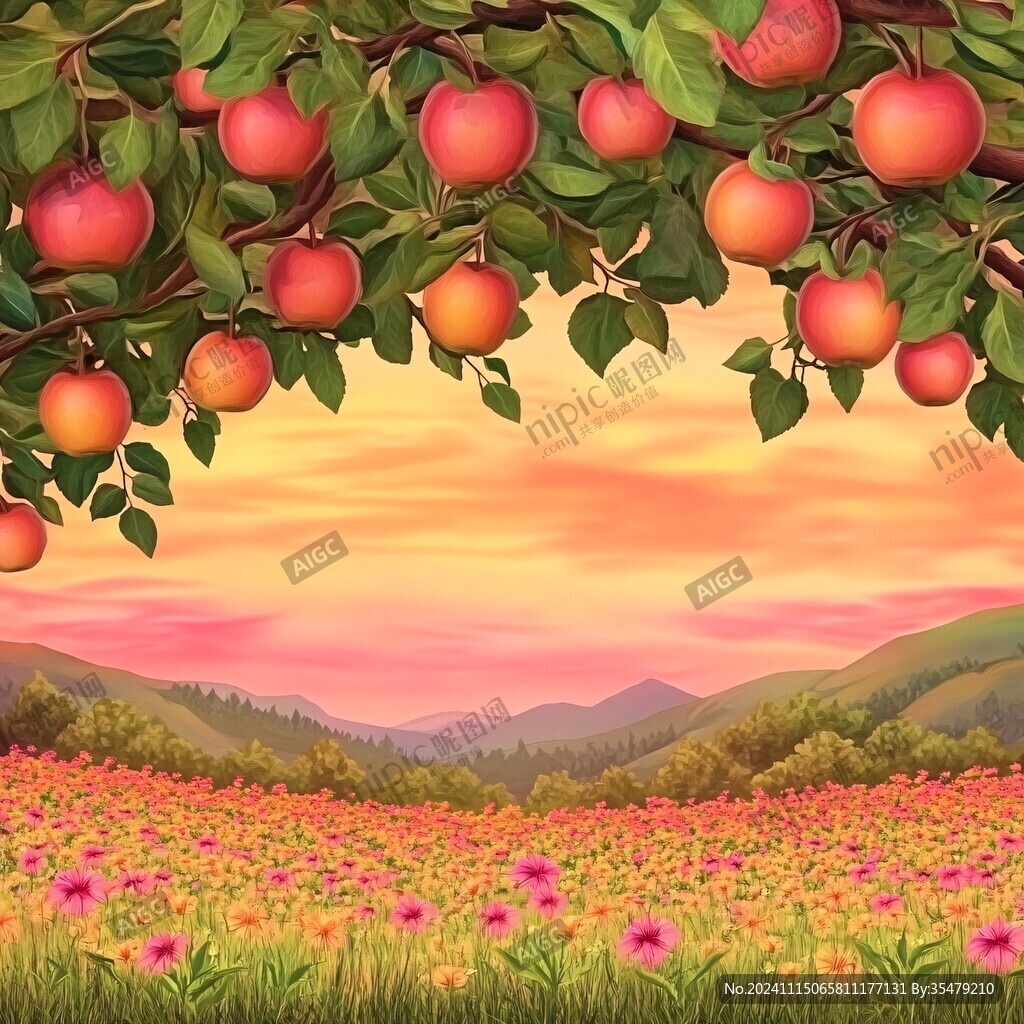 苹果园插画