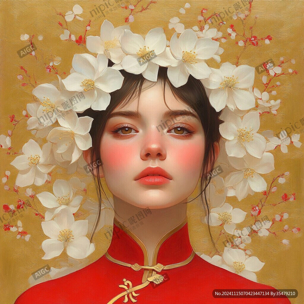 木棉花美女插画