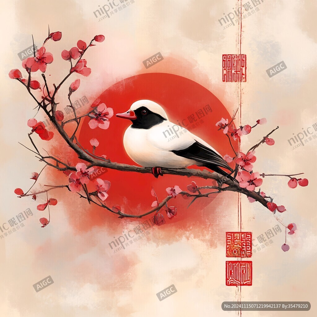 日喜鹊插画