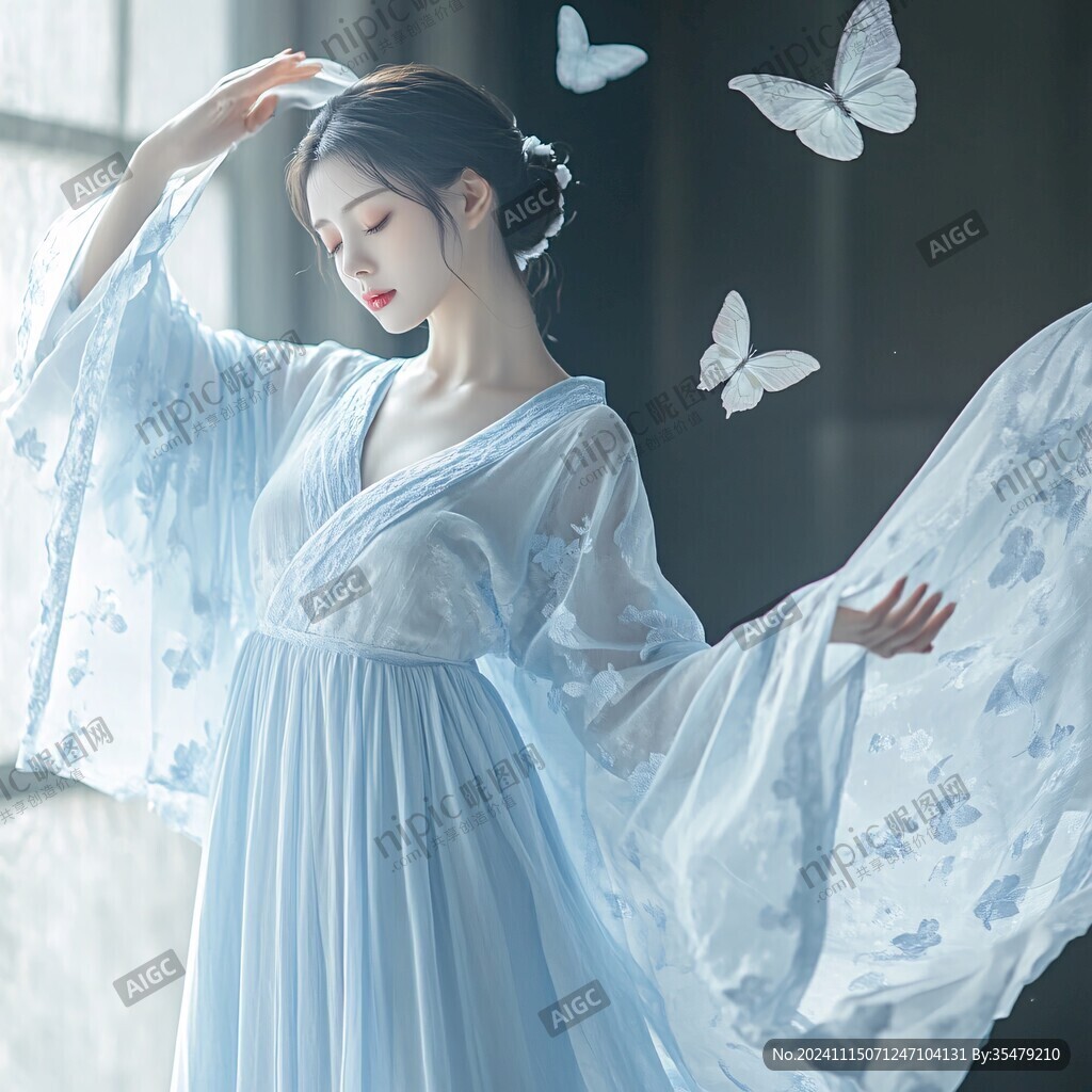 淡雅蓝色汉服