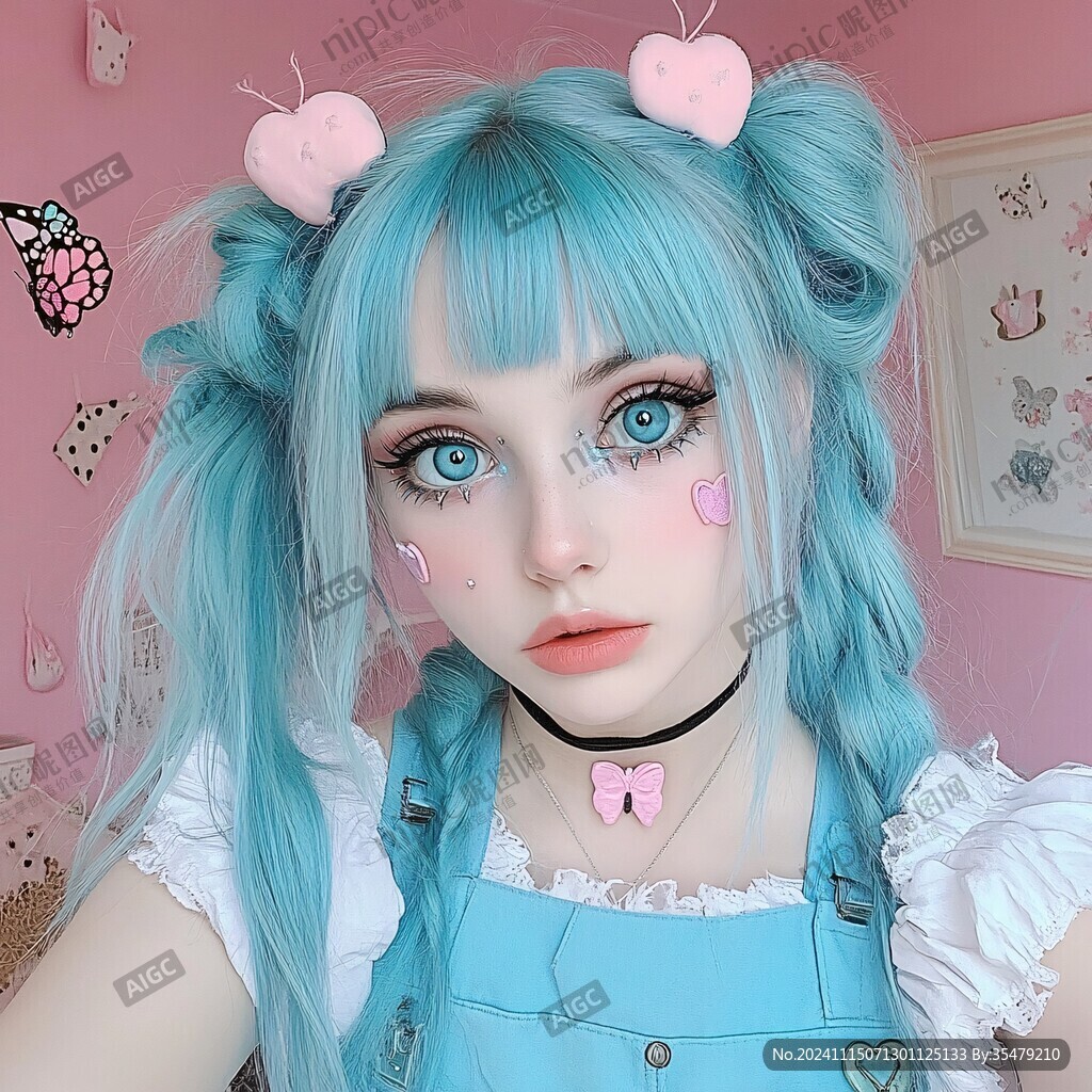 少女蓝粉嫩