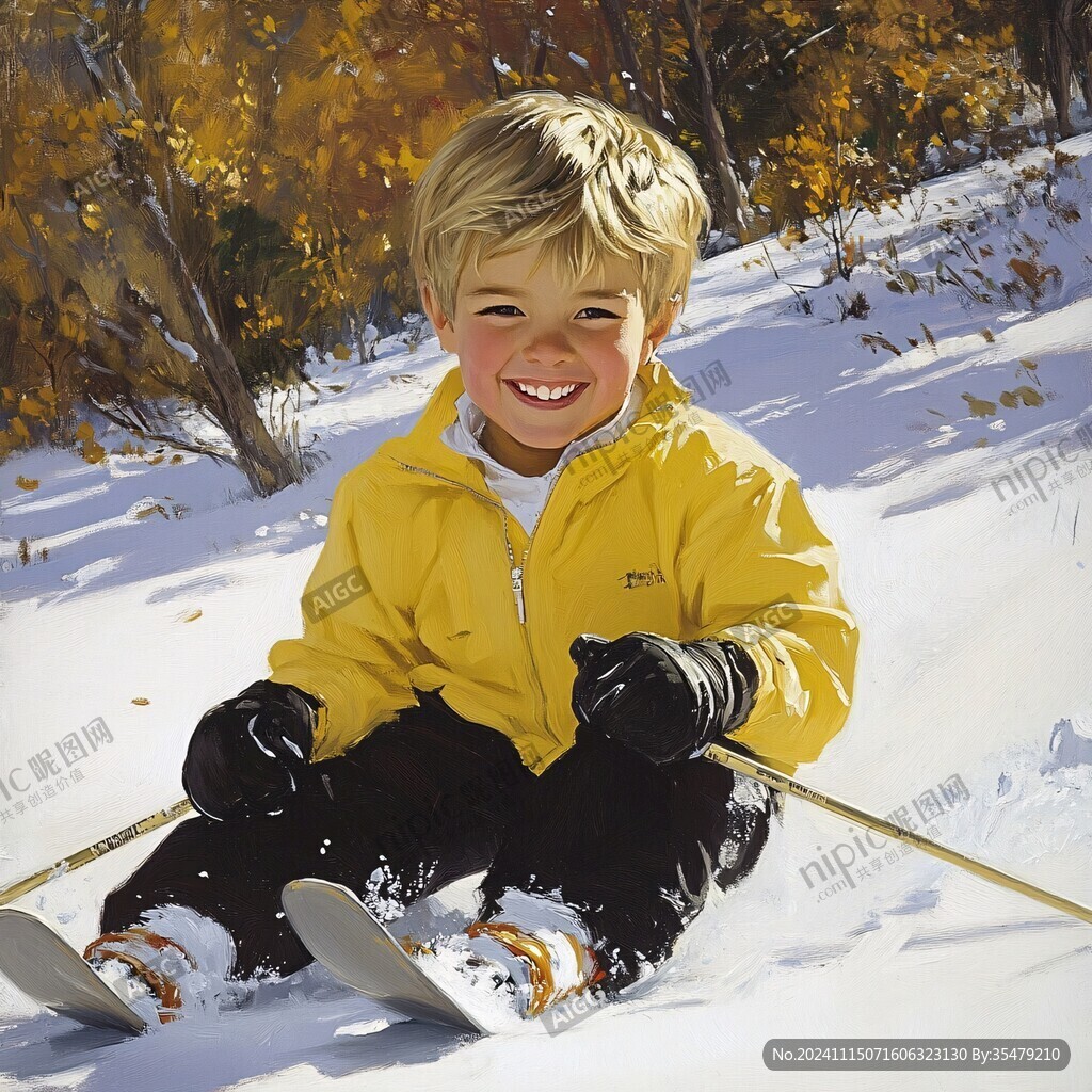 插画滑雪