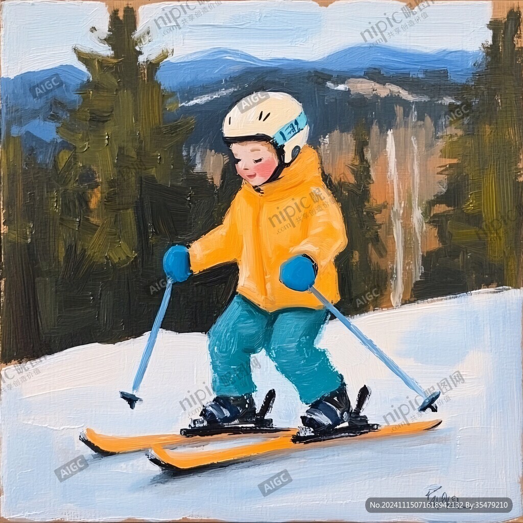 插画滑雪