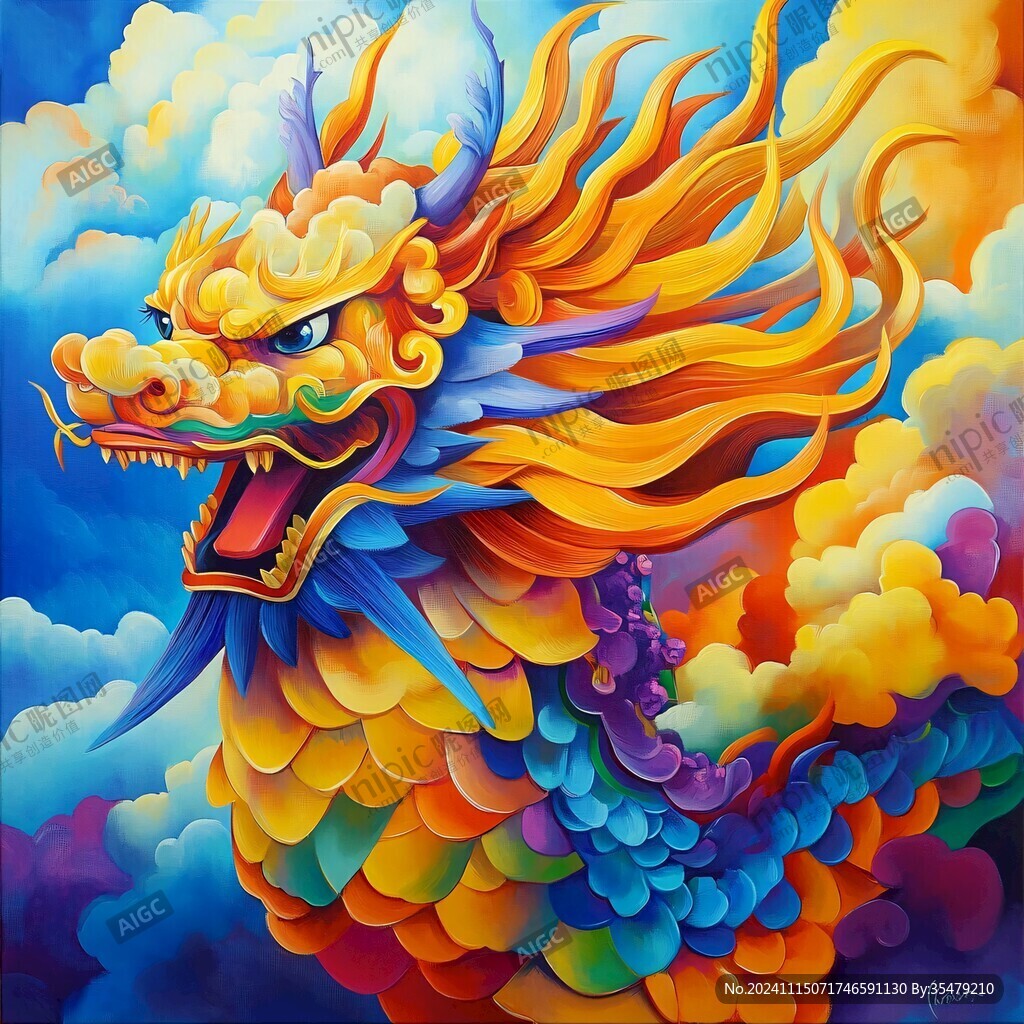 色彩艳丽龙风图