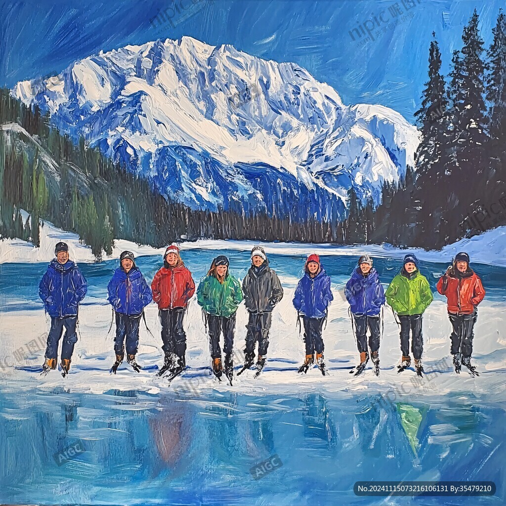 六联书房雪山油画