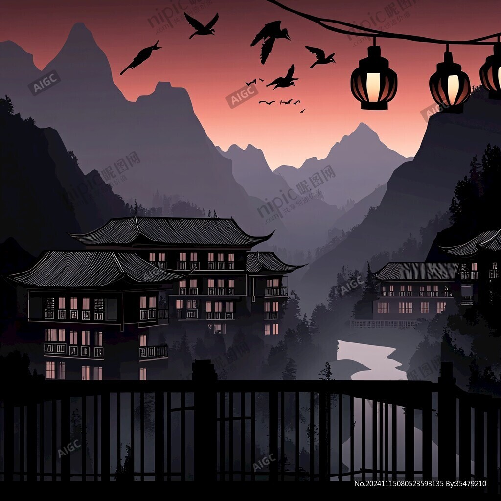 凉山建筑插画