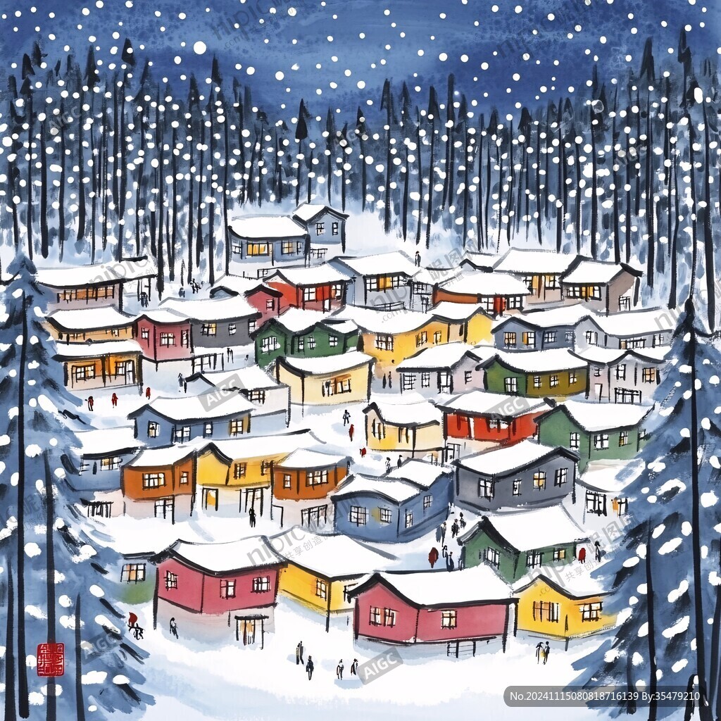 雪乡插画
