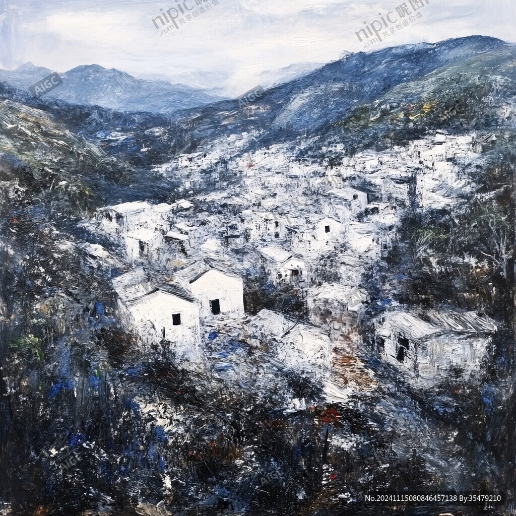 皖南村落油画