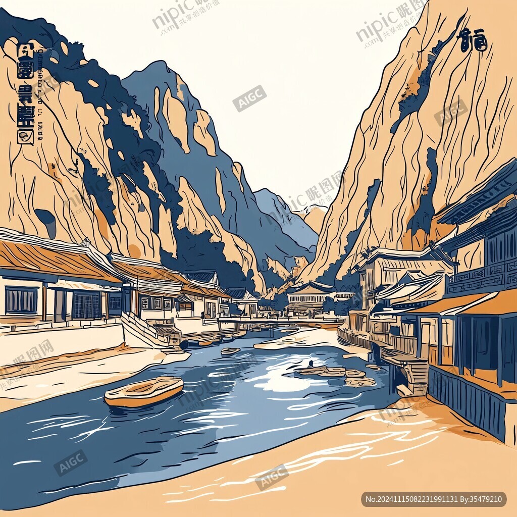 黄河流域插画