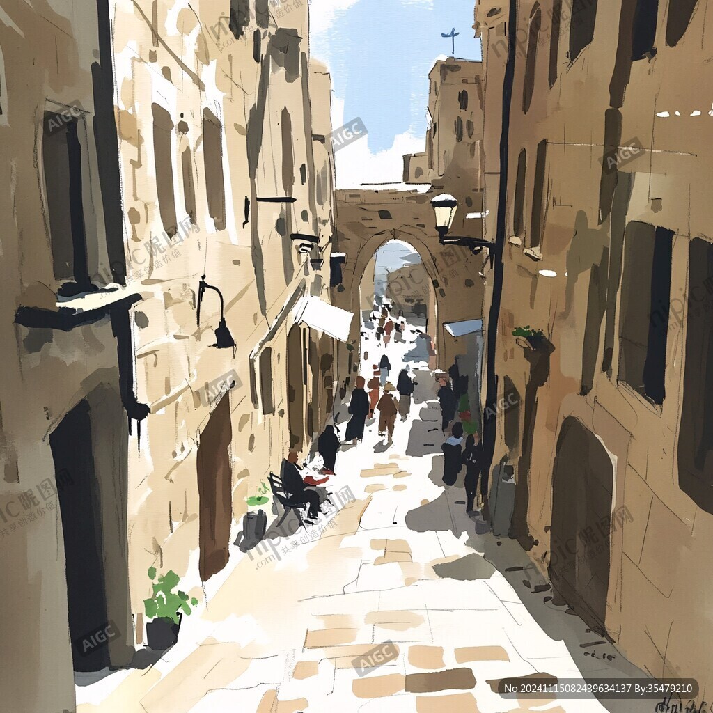 小巷插画