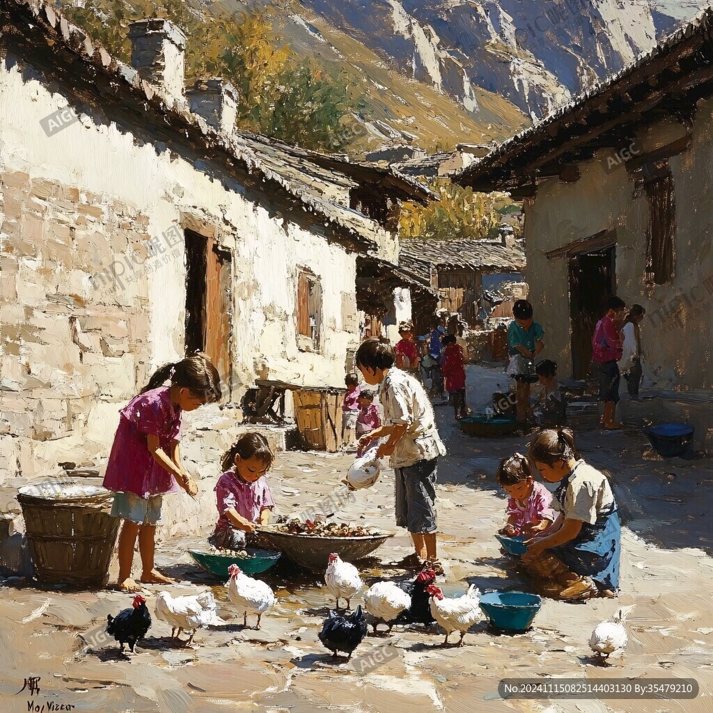 爨底下风情油画