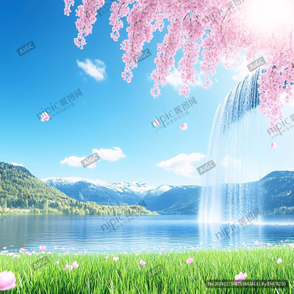 唯美水上桃花