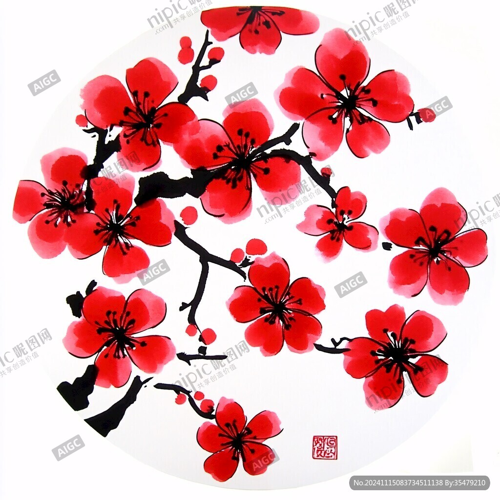 圆形梅花装饰画