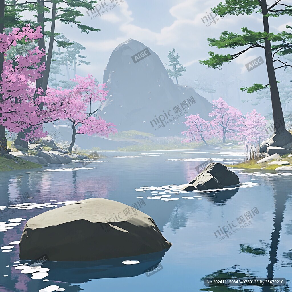 插画山水风景