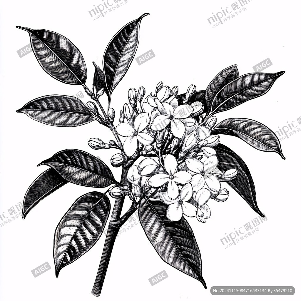 枇杷花线稿
