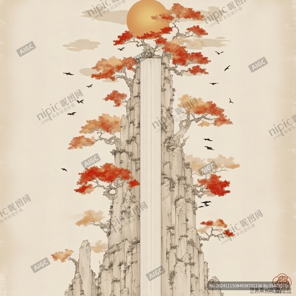 古典古风复古迎客松