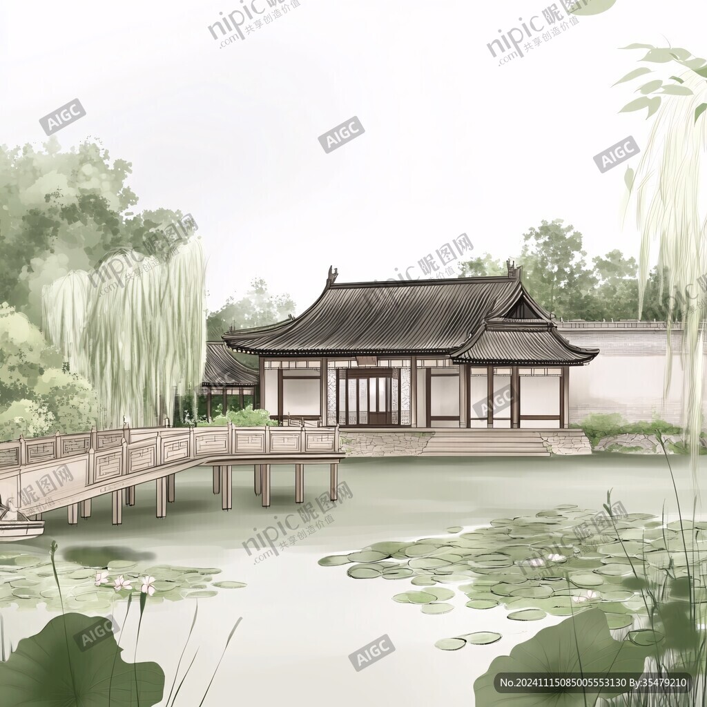 曲院风荷插画