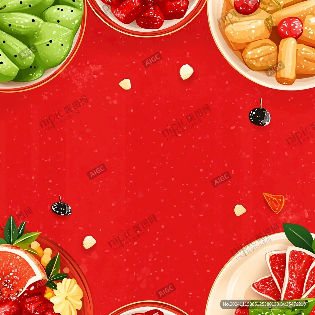 新年喜庆氛围美食背景