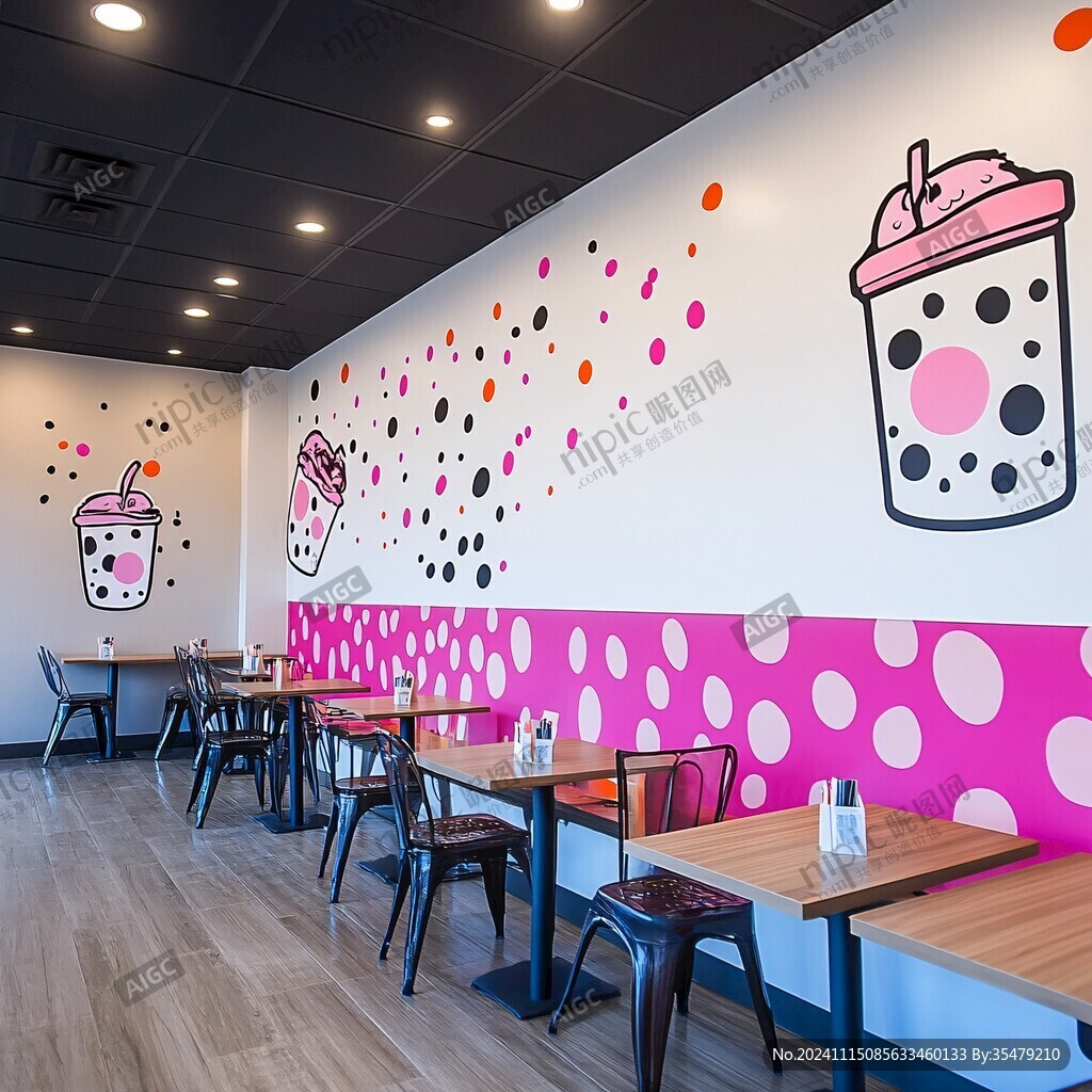 奶茶店装修壁画