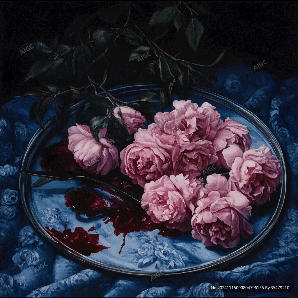 现代玫瑰花油画