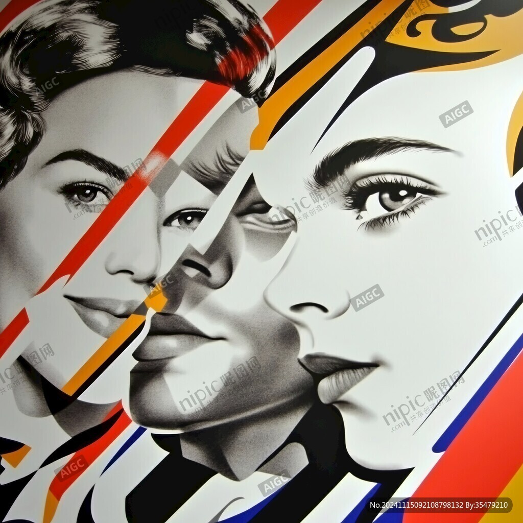 人脸色块拼接装饰画