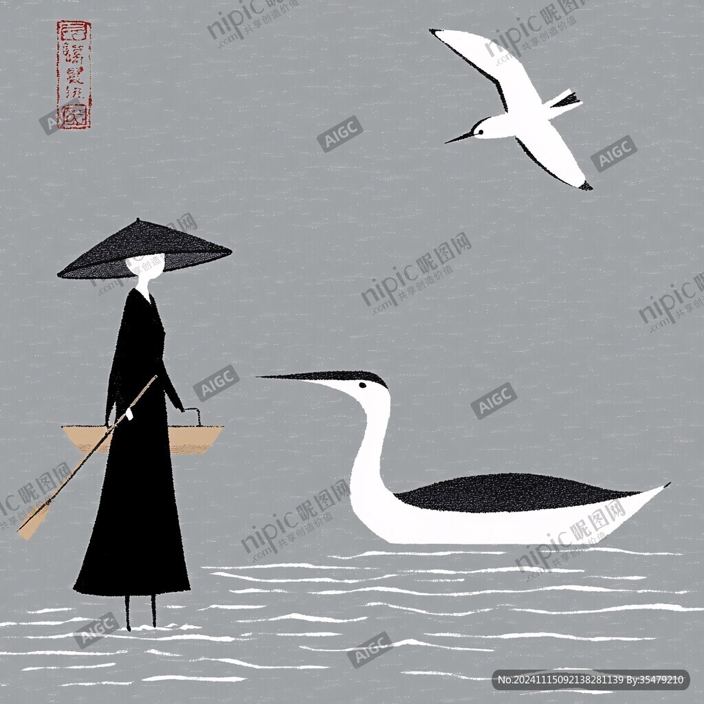 诗人游江插画