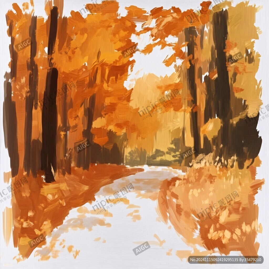 秋景水粉画