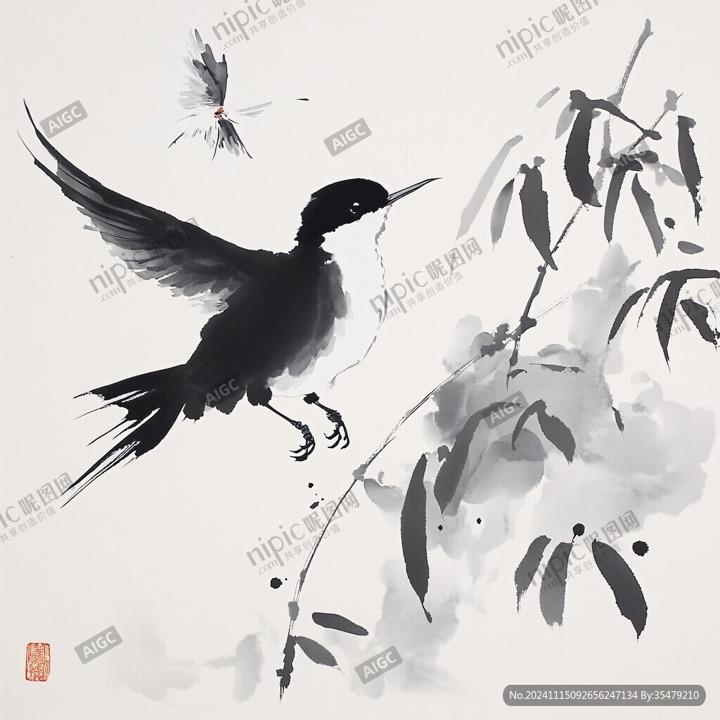 水墨鸟画