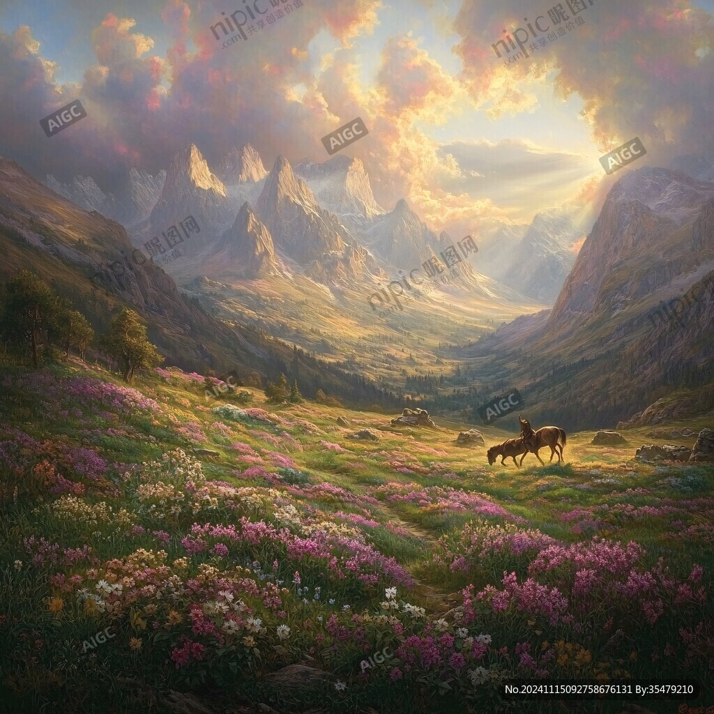 风光人间仙境油画