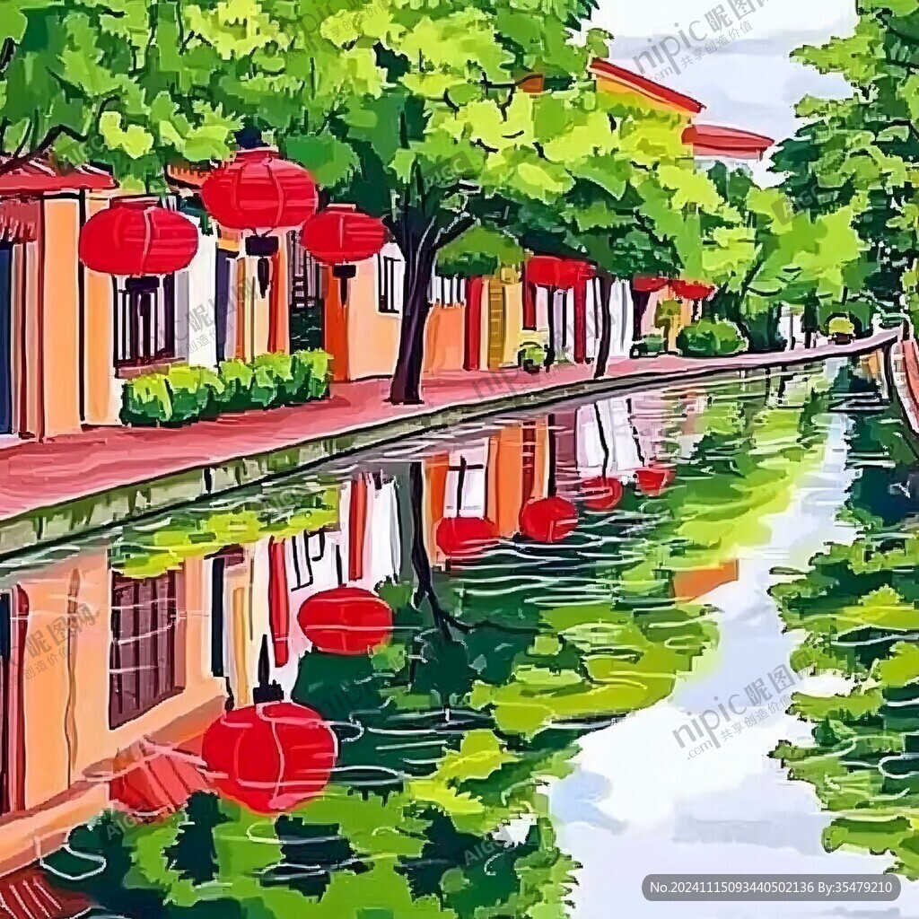 同里插画同里红色