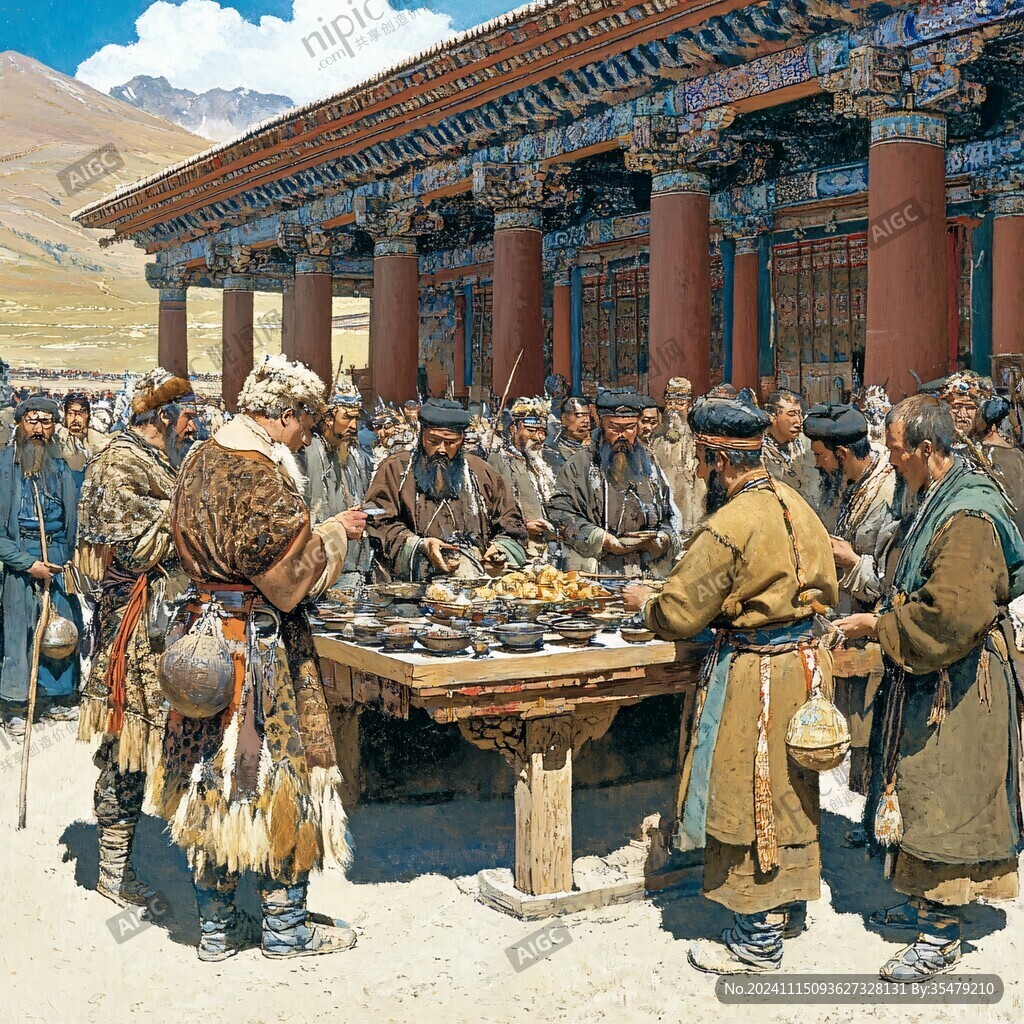 古代蒙族聚餐雕塑