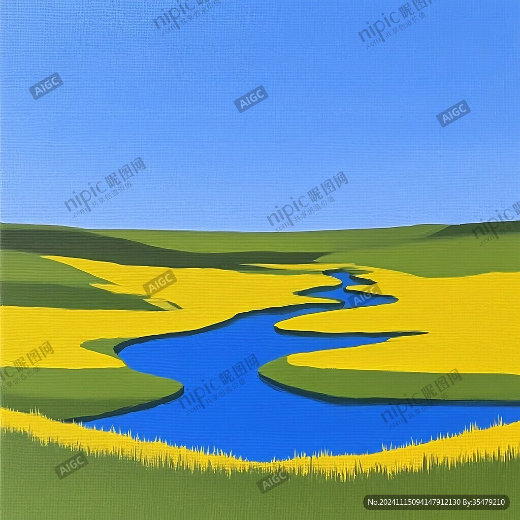 竖幅草原河流