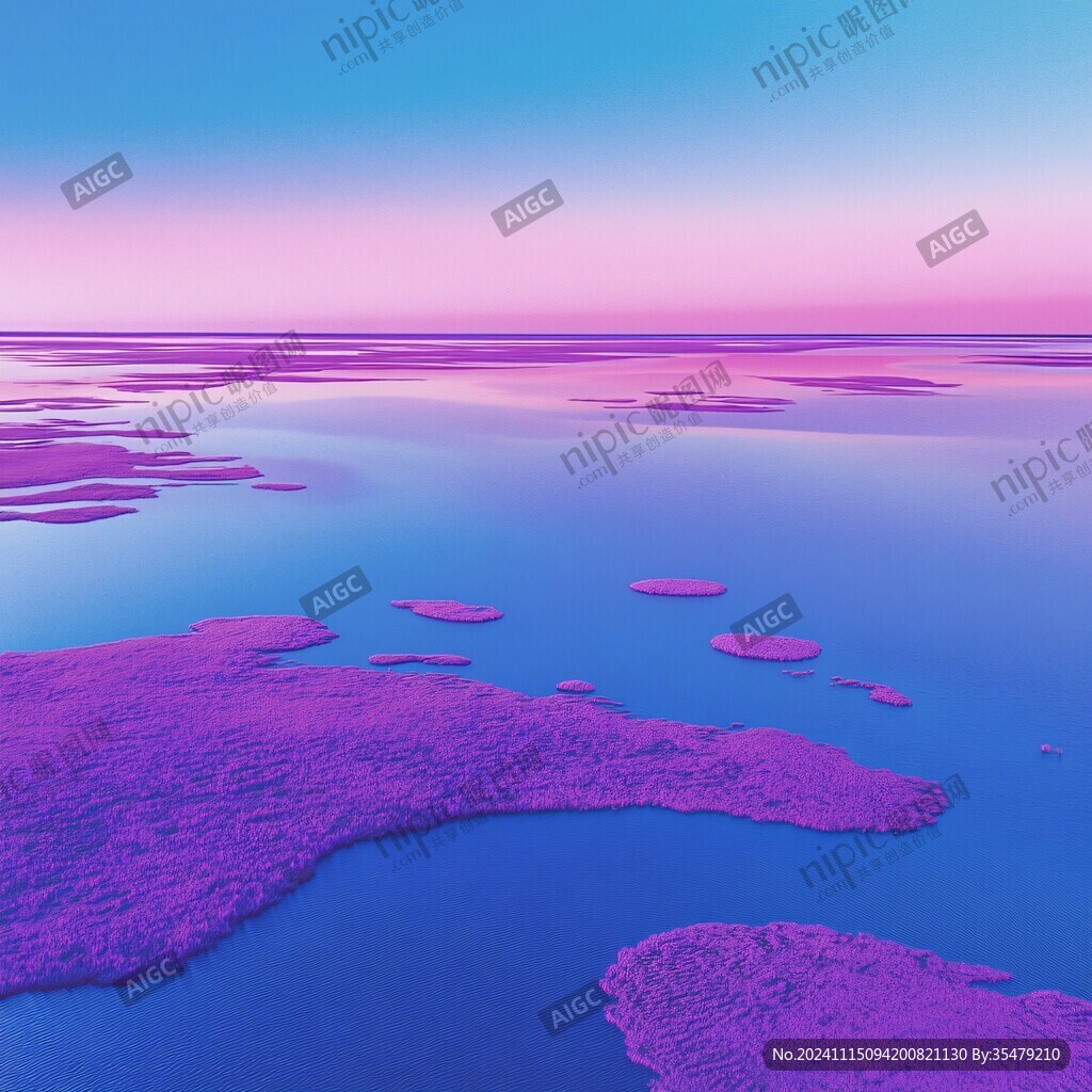粉红色的超现实海景
