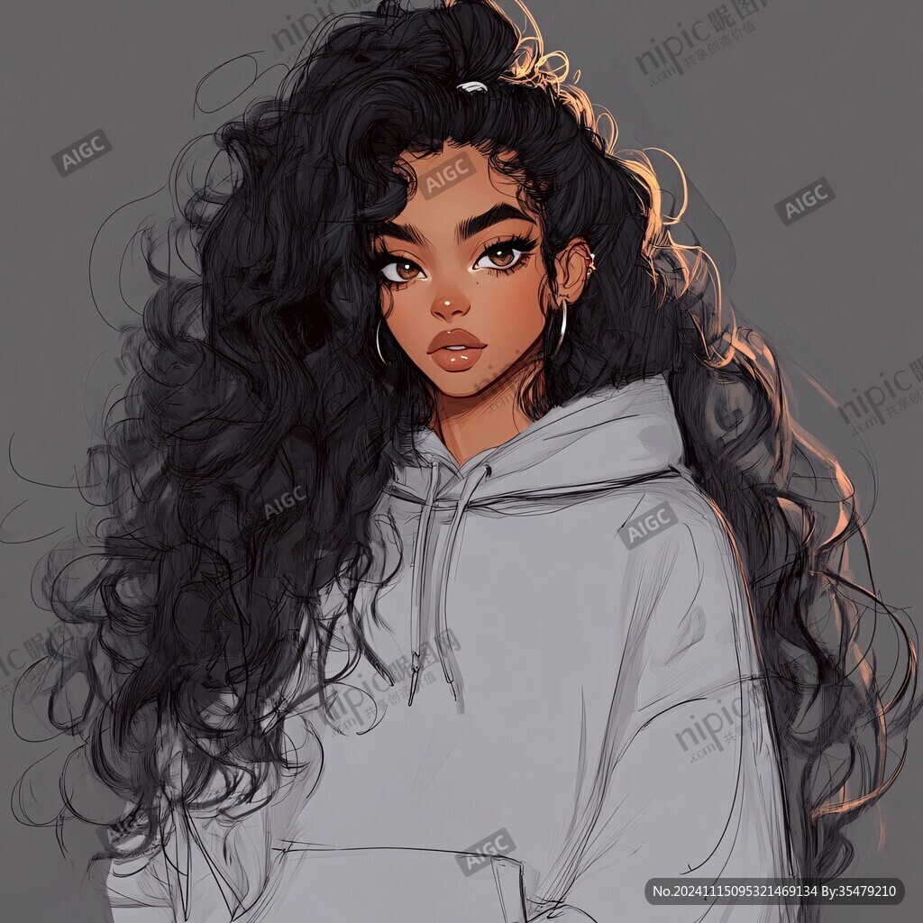 黑人女孩插画