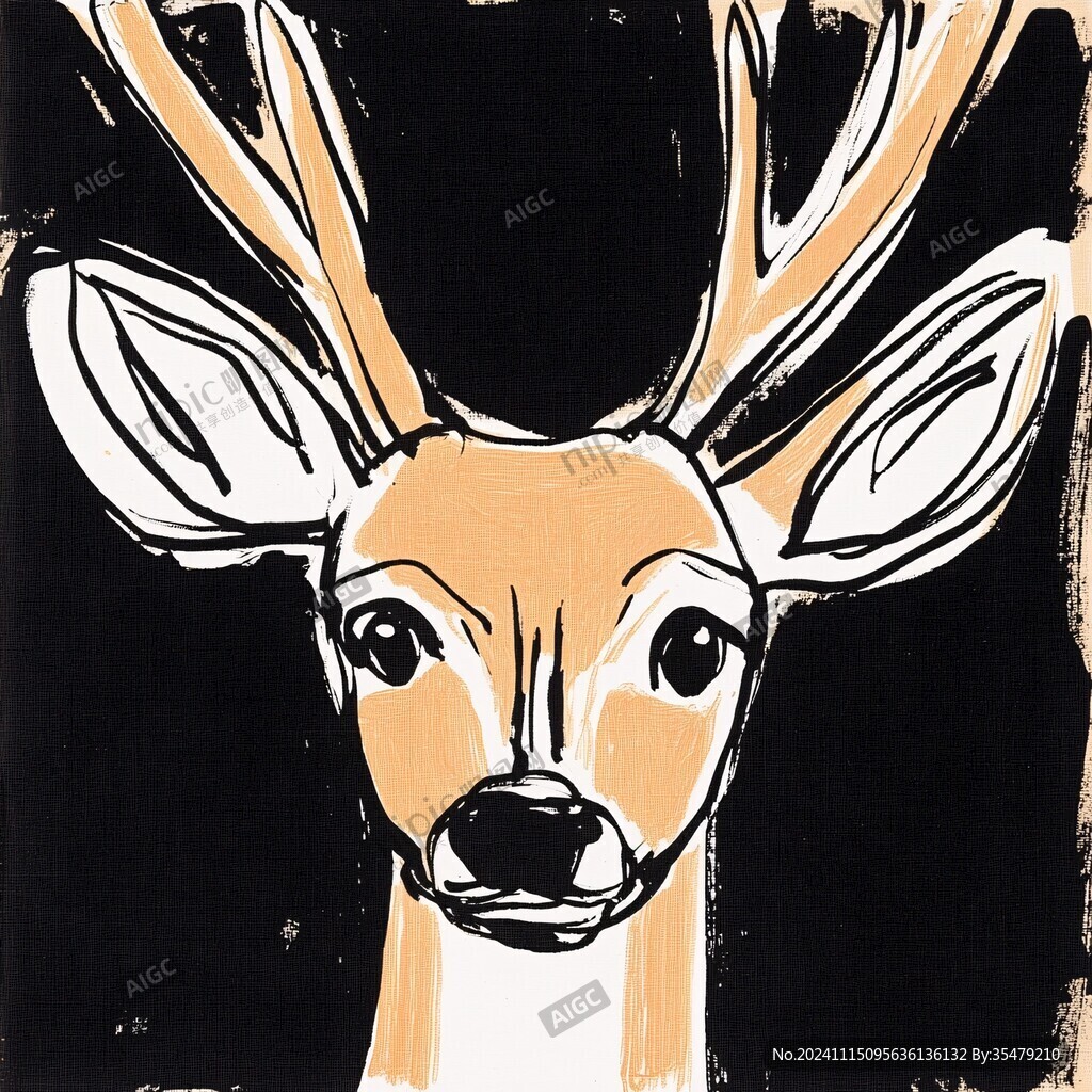 鹿茸插画手绘